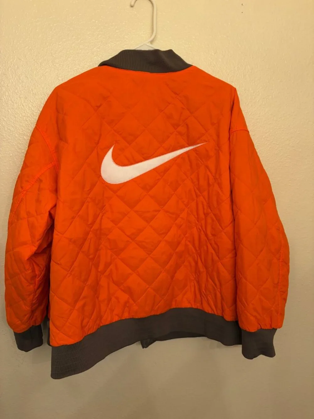 Nike Reversible Quilted Bomber Jacket Full Zip Orange Olive Green 1X